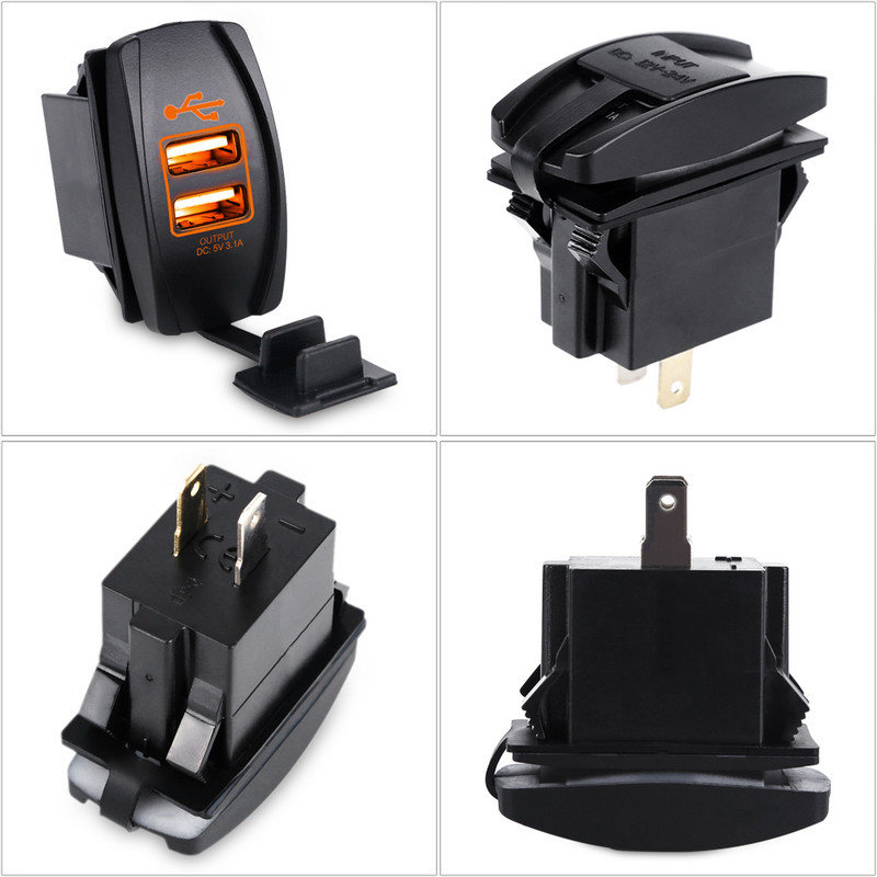 Încărcător auto USB pentru mașină 12V Adaptor priză brichetă pentru motocicletă, camion, barcă, priză marină, încărcător cu priză dublă USB