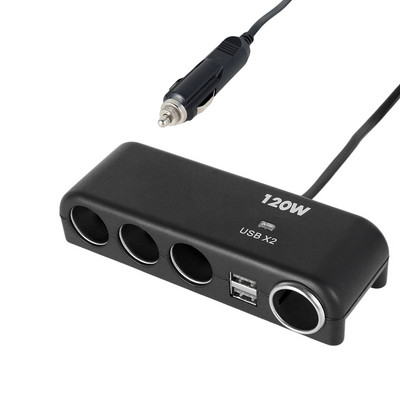 Adaptor pentru brichetă auto 4 porturi Adaptor pentru încărcător priză de alimentare Durabil, portabil, 12-24V, Splitter pentru mașină pentru camera telefonului mobil