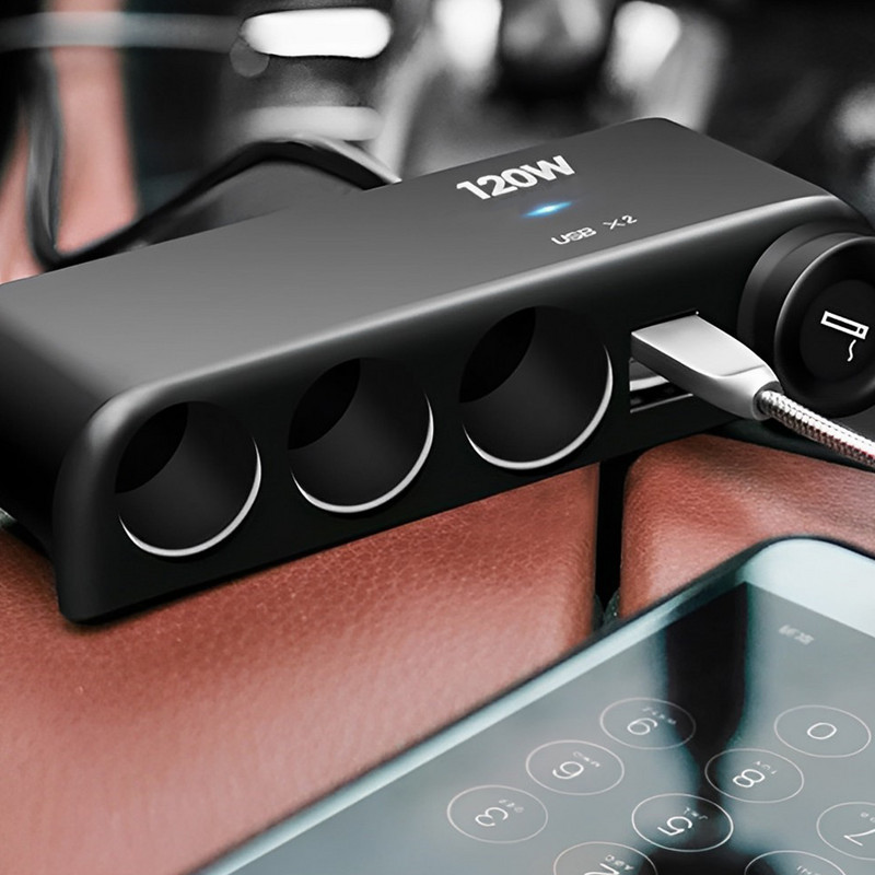 Adaptor pentru brichetă auto 4 porturi Adaptor pentru încărcător priză de alimentare Durabil, portabil, 12-24V, Splitter pentru mașină pentru camera telefonului mobil
