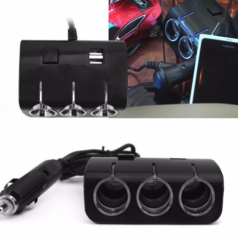 3 moduri 120W prize universale pentru brichetă auto Splitter Adaptor de alimentare Încărcător USB dublu ieșire 3.1A pentru toate telefoanele și iPad