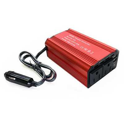 Μετατροπέας ισχύος 300w Μετατροπέας εναλλασσόμενου ρεύματος 12v Dc σε 110v με 2 θύρες USB και 2 πρίζες εναλλασσόμενου ρεύματος Προσαρμογέας εξόδου αυτοκινήτου για οδικά ταξίδια και κάμπινγκ