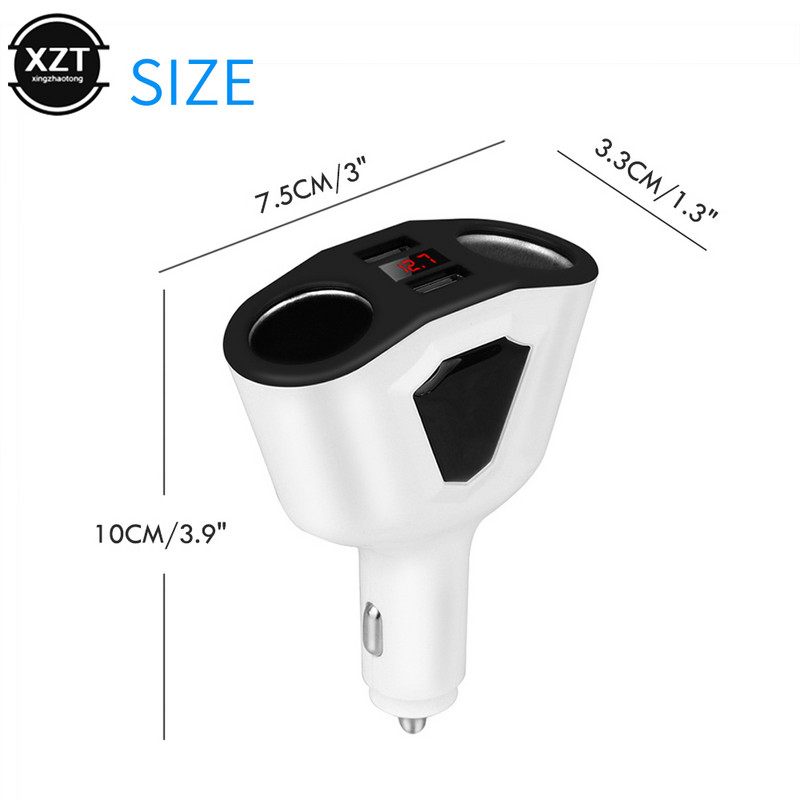 Distribuitor de priză pentru brichetă electronică Cilindru dublu Încărcător de mașină USB dublu 3,1 A cu încărcător voltmetru curent