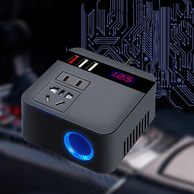 Convertor de putere pentru mașină 300W 12v24v la 220V Afișaj digital multifuncțional Priză duală universală Convertor de putere Convertor de bord