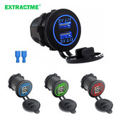 Extractme universāls dubultā USB lādētāja kontaktligzdas strāvas kontaktligzdas adapteris 4,2 A automašīnas šķiltavas 12 V sadalītājs motociklu kravas automašīnai ATV RV laivai