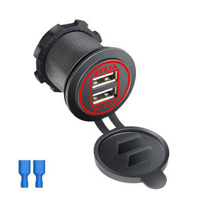 Extractme universāls dubultā USB lādētāja kontaktligzdas strāvas kontaktligzdas adapteris 4,2 A automašīnas šķiltavas 12 V sadalītājs motociklu kravas automašīnai ATV RV laivai