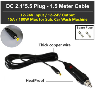 Auto alalisvoolu 12 V 24 V DC2,1 2,5 mm 3,5 mm pistikuga sigaretisüütaja toiteadapter lülitiga 1,5 / 3,5 meetri kaabel E Dog GPS-radari jaoks