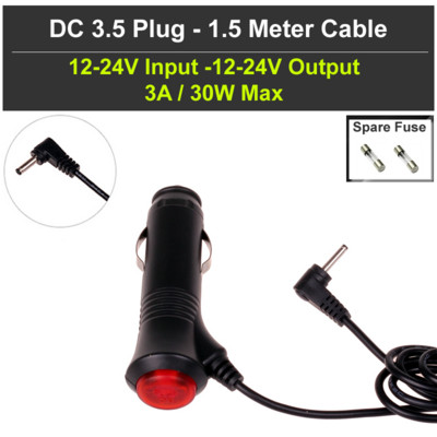 Auto alalisvoolu 12 V 24 V DC2,1 2,5 mm 3,5 mm pistikuga sigaretisüütaja toiteadapter lülitiga 1,5 / 3,5 meetri kaabel E Dog GPS-radari jaoks