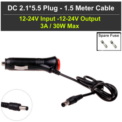 Auto alalisvoolu 12 V 24 V DC2,1 2,5 mm 3,5 mm pistikuga sigaretisüütaja toiteadapter lülitiga 1,5 / 3,5 meetri kaabel E Dog GPS-radari jaoks