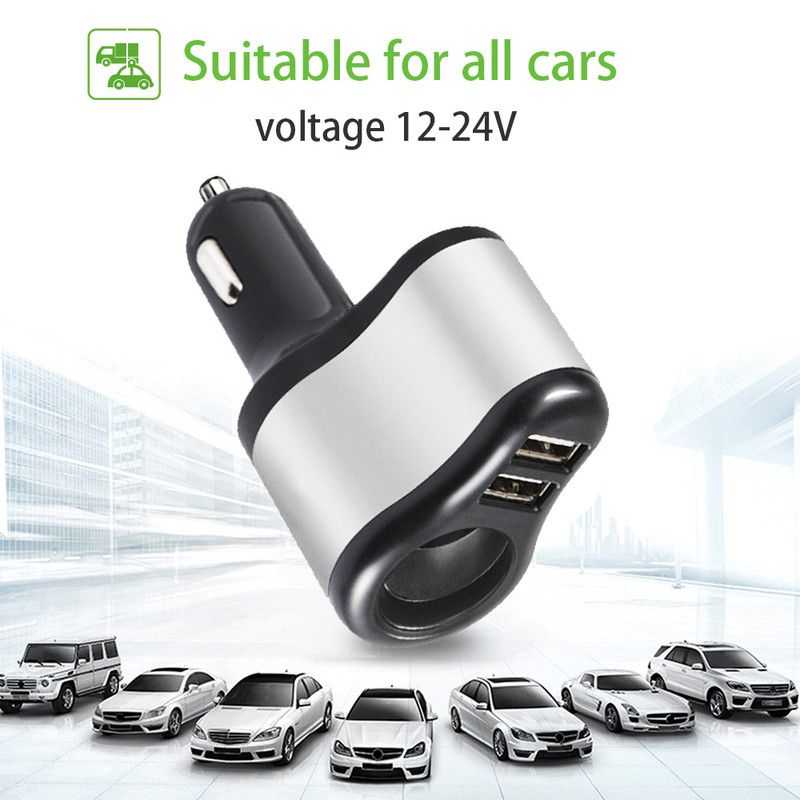Brichetă electronică dublă USB pentru brichetă mașină Adaptor splitter priză 2.1A 1A încărcător pentru telefon iPhone 12V-24V