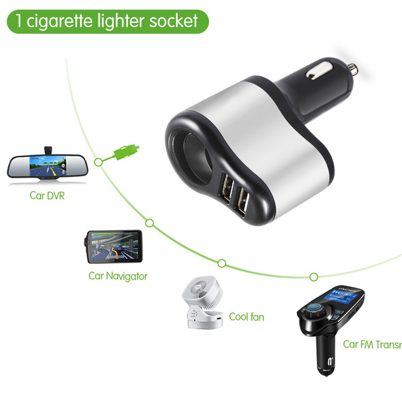 Brichetă electronică dublă USB pentru brichetă mașină Adaptor splitter priză 2.1A 1A încărcător pentru telefon iPhone 12V-24V