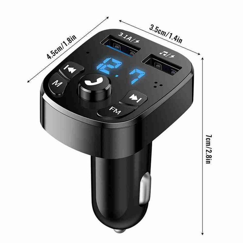 Συμβατό με Bluetooth Πομπός FM Κιτ Car Player Card Card Charger Car Quick 3.0 Dual USB Voltmeter Aux 12V 24V Car Transmitter