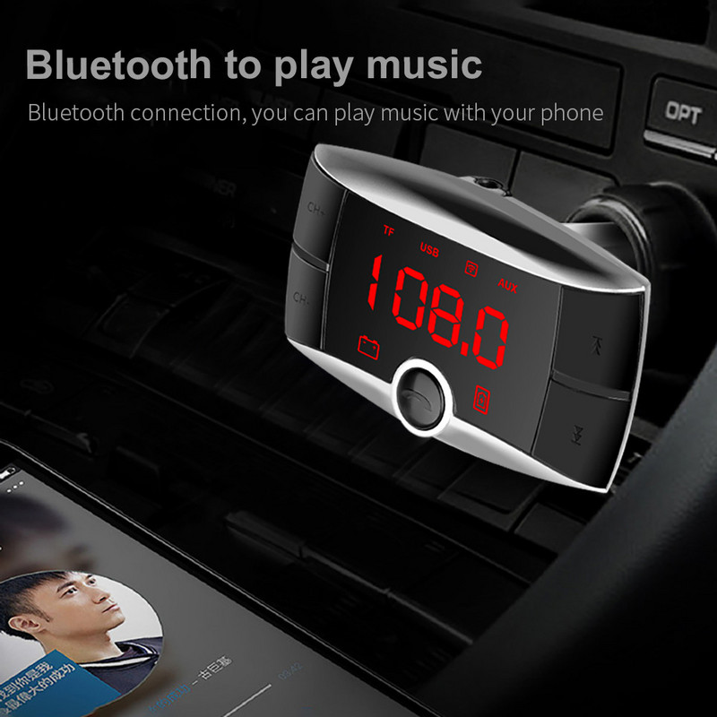 Punane tuli laiekraan BT01 Bluetooth auto MP3-mängija käed-vabad juhtmevaba FM-saatja raadioadapter USB-autolaadija