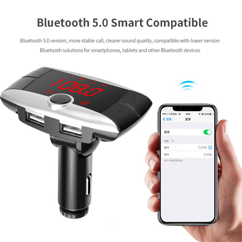 Punane tuli laiekraan BT01 Bluetooth auto MP3-mängija käed-vabad juhtmevaba FM-saatja raadioadapter USB-autolaadija