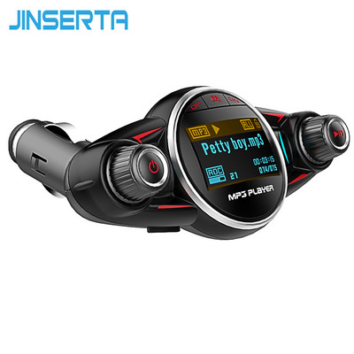 JINSERTA Безжичен Bluetooth MP3 плейър за кола FM трансмитер AUX аудио приемник TF USB флаш музикални плейъри Двойно USB зарядно устройство