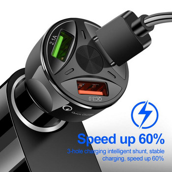 Мини зарядно за кола QC3.0 3 USB зарядно за кола Quick Fast Charger за Iphone Xiaomi Samsung Huawei Car Accessries