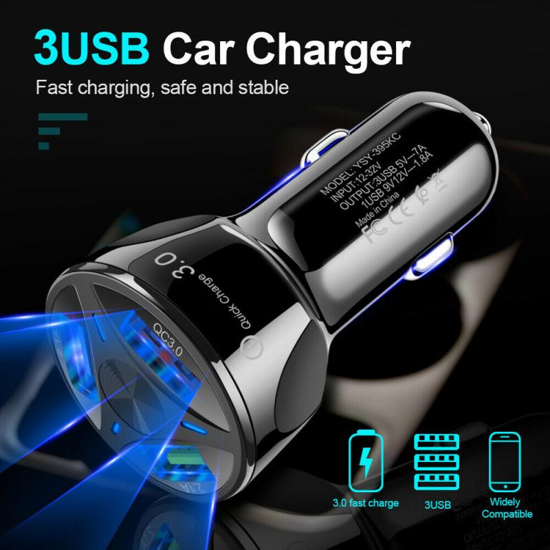 Mini auto punjač QC3.0 3 USB auto punjač Quick Fast punjač za Iphone Xiaomi Samsung Huawei Car Accessries