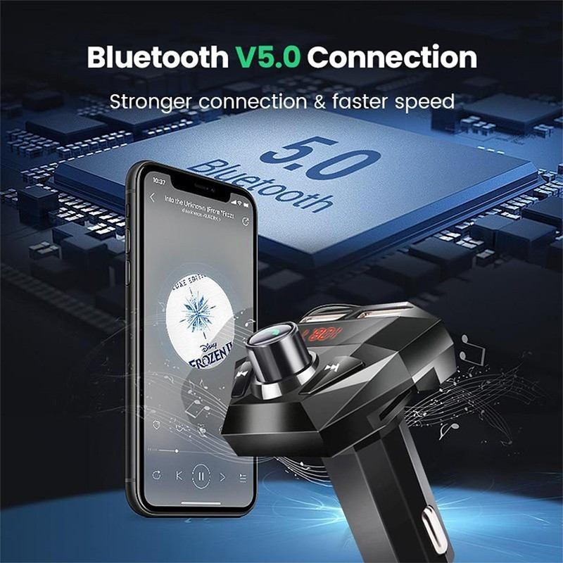 Dropshipping Car FM Transmitter Bluetooth 5.0 Car Player Kit Car Charger Car Dual USB Support U Disk Car Adapter Ασύρματο MP3 player