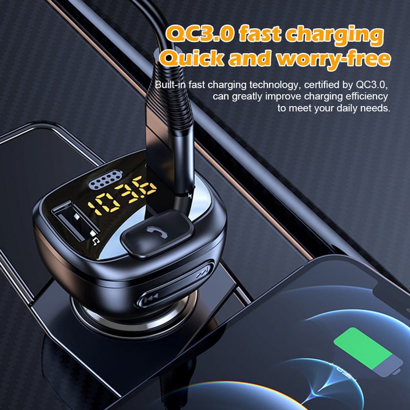 FM odašiljač Bluetooth-kompatibilan bežični auto MP3 player Dual USB QC3.0 brzo punjenje TF/USB ulaz Hands-free poziv auto radio