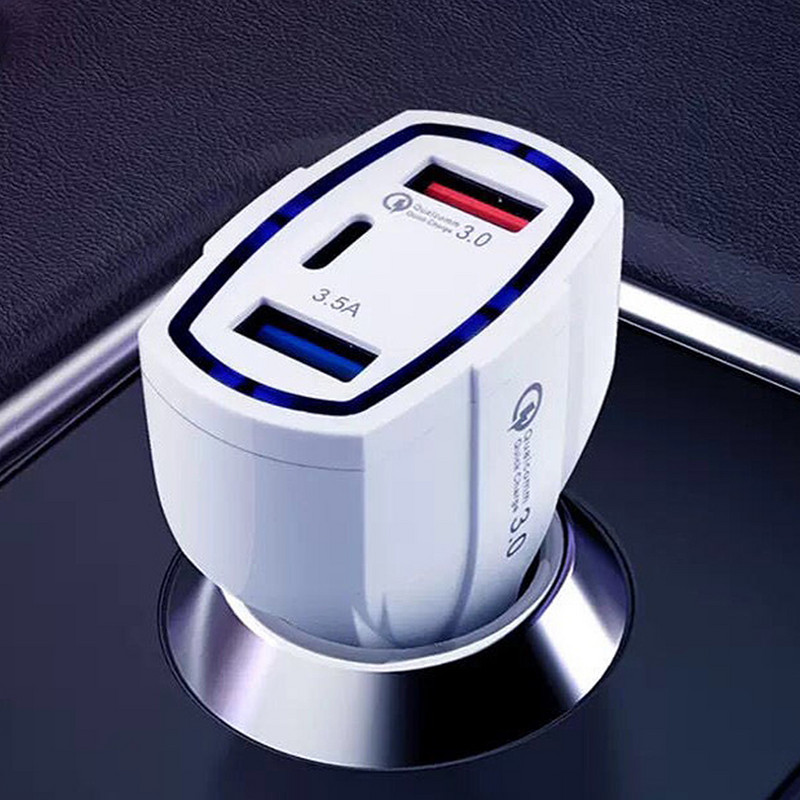 Încărcător de mașină cu încărcare rapidă Adaptor pentru brichetă Adaptor QC 3.0 Adaptor de alimentare USB Auto Încărcare telefon universal 3 porturi Încărcător rapid