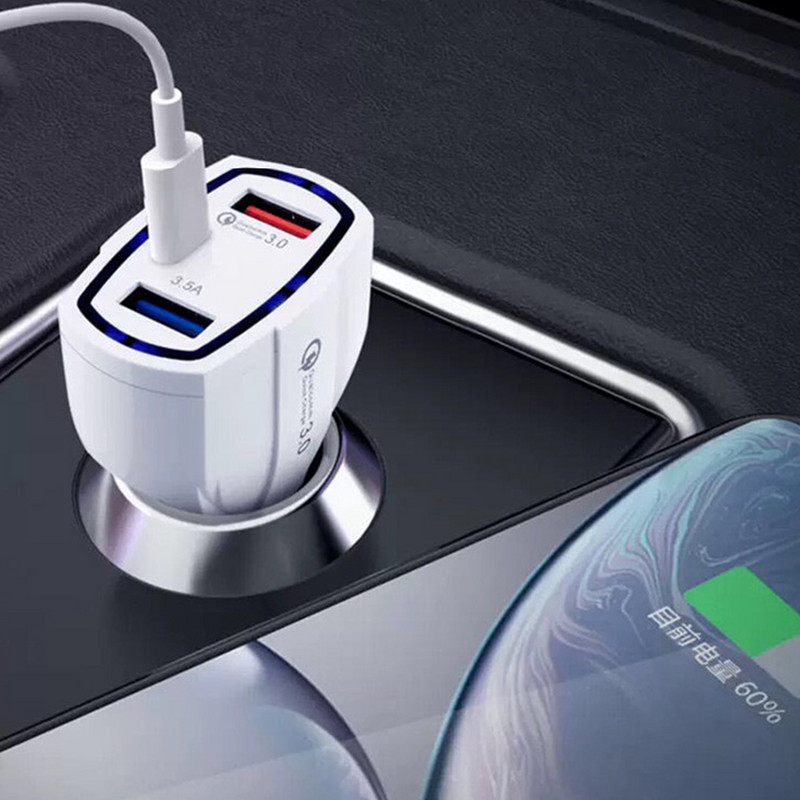 Încărcător de mașină cu încărcare rapidă Adaptor pentru brichetă Adaptor QC 3.0 Adaptor de alimentare USB Auto Încărcare telefon universal 3 porturi Încărcător rapid