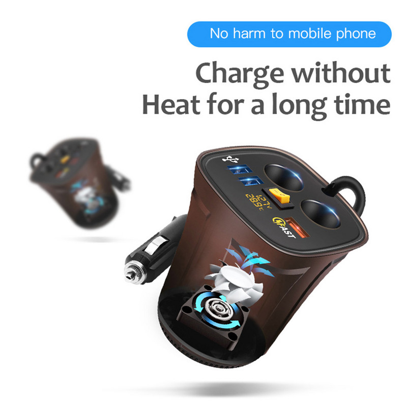 Quick Charge 3.0 USB autolaadija 12/24V 2 pistikupesaga auto sigaretisüütaja jagaja adapter LED digitaalse voltmeetri termomeetriga