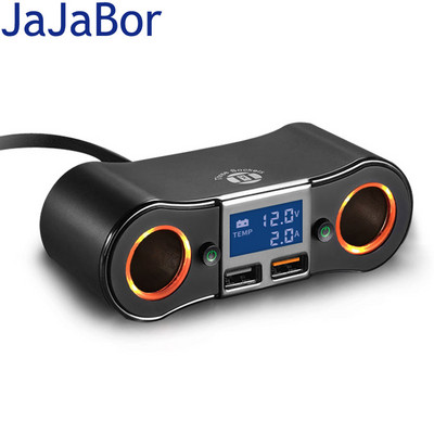 JaJaBor Гнездо за запалка за кола Сплитер Dual USB QC3.0 2.1A Бързо зареждане Зарядно за кола LED Индикатор Захранващ адаптер