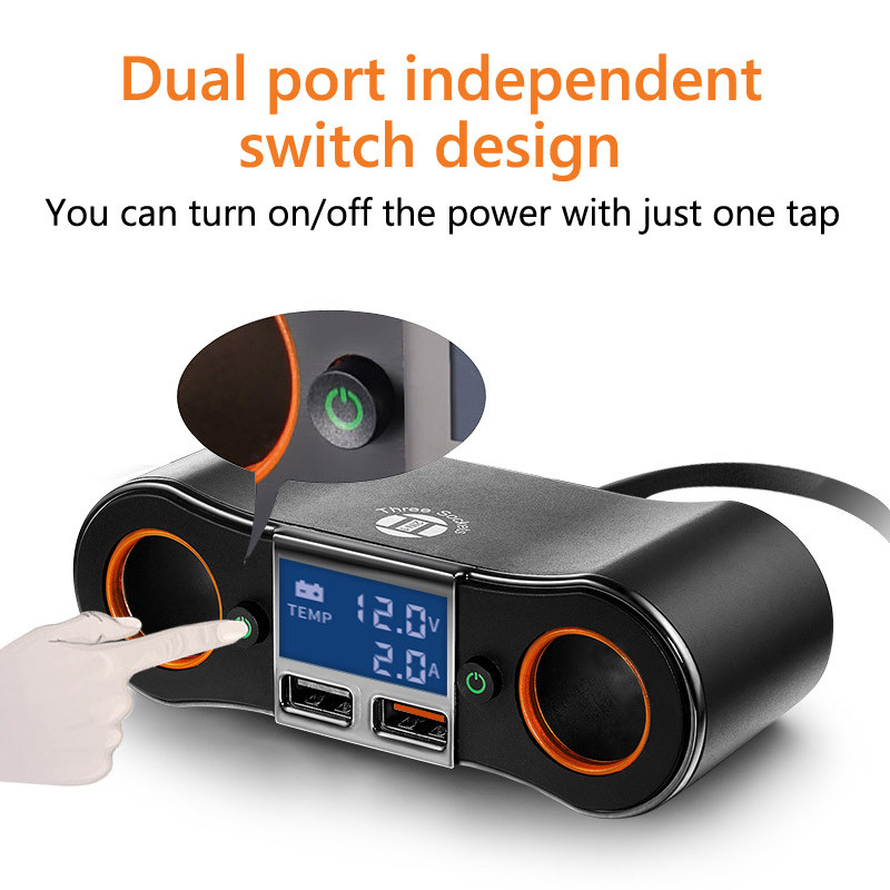 JaJaBor Distribuitor de priză pentru brichetă auto Dual USB QC3.0 2.1A Încărcare rapidă pentru mașină LED Indicator de lumină Adaptor de alimentare