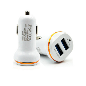 Зарядно за телефон за кола Fast 3 1A Dual USB захранващ адаптер Mini LED Автоматично зарядно за мобилен телефон Черно