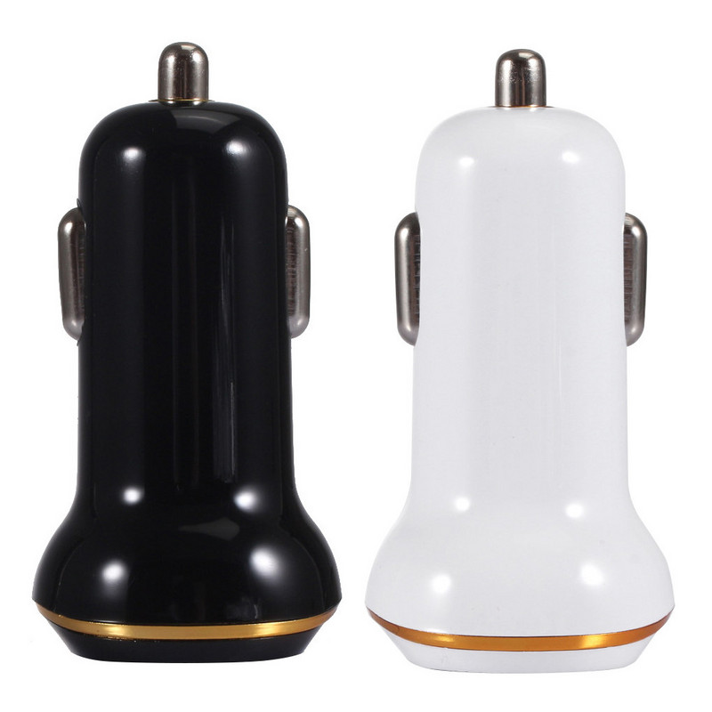 Autotelefoni laadija Fast 3 1A Dual USB Power Adapter Mini LED Auto mobiiltelefoni laadija must