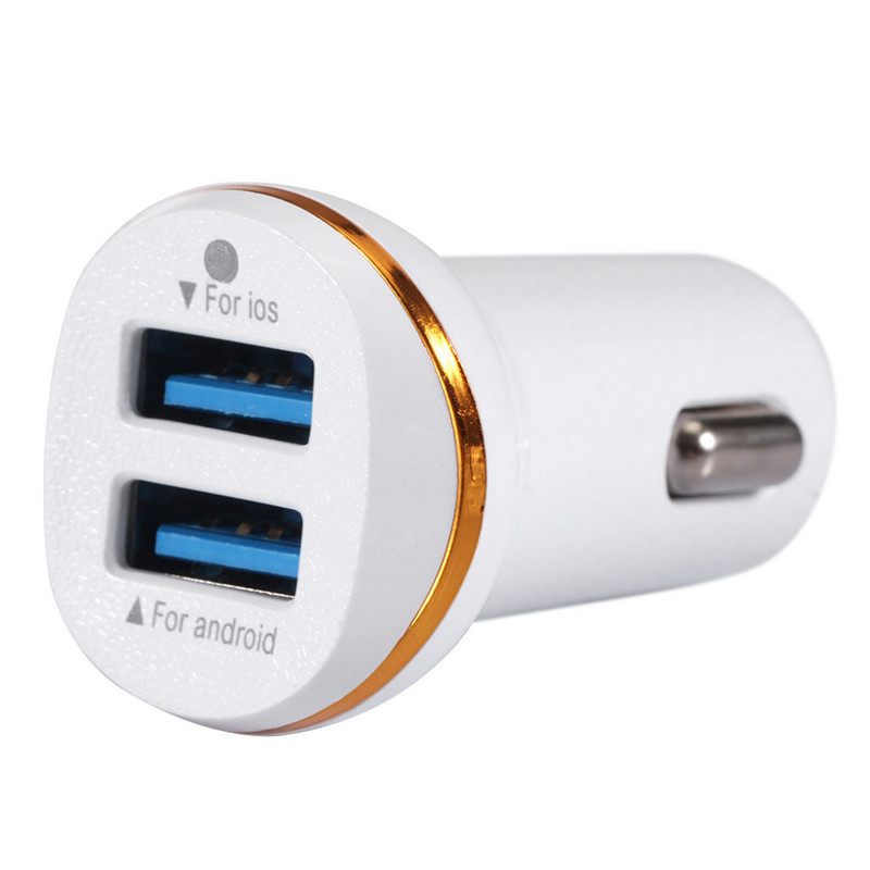 Autotelefoni laadija Fast 3 1A Dual USB Power Adapter Mini LED Auto mobiiltelefoni laadija must