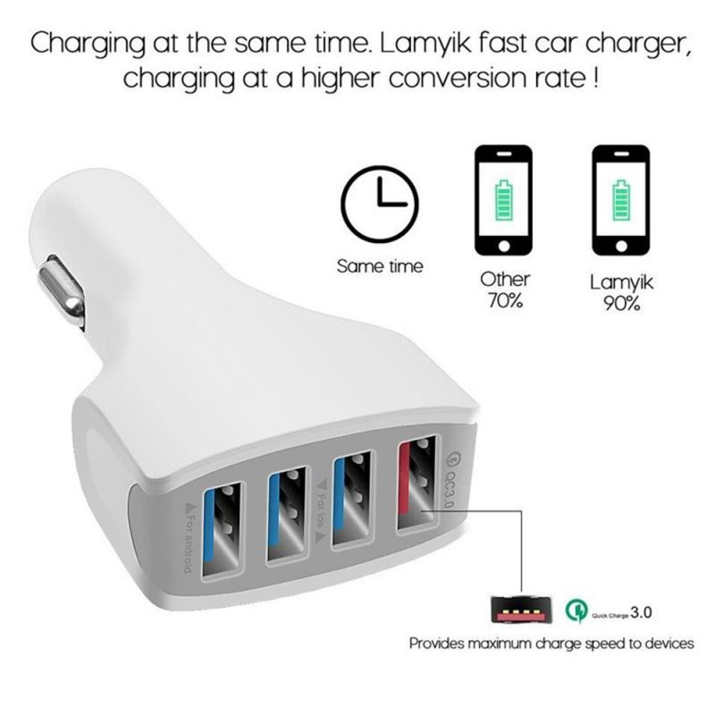 QC3.0 autolaadija autotarvikud 4 pordiga kiirlaadija USB autolaadija auto USB pistikupesa adapter 12V 30W