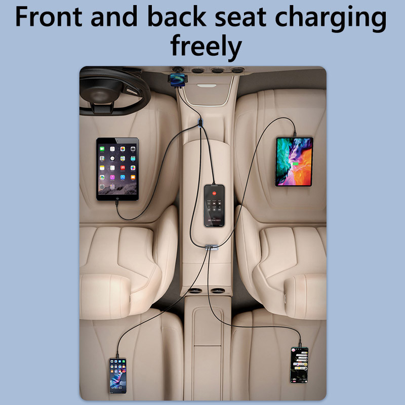 JaJaBor 6 ühes autolaadija 6 pordiga pikendus 2 tüüpi C 4 USB QC3.0 PD kiirlaadimisega telefonilaadija 65,5 W suure võimsusega adapter