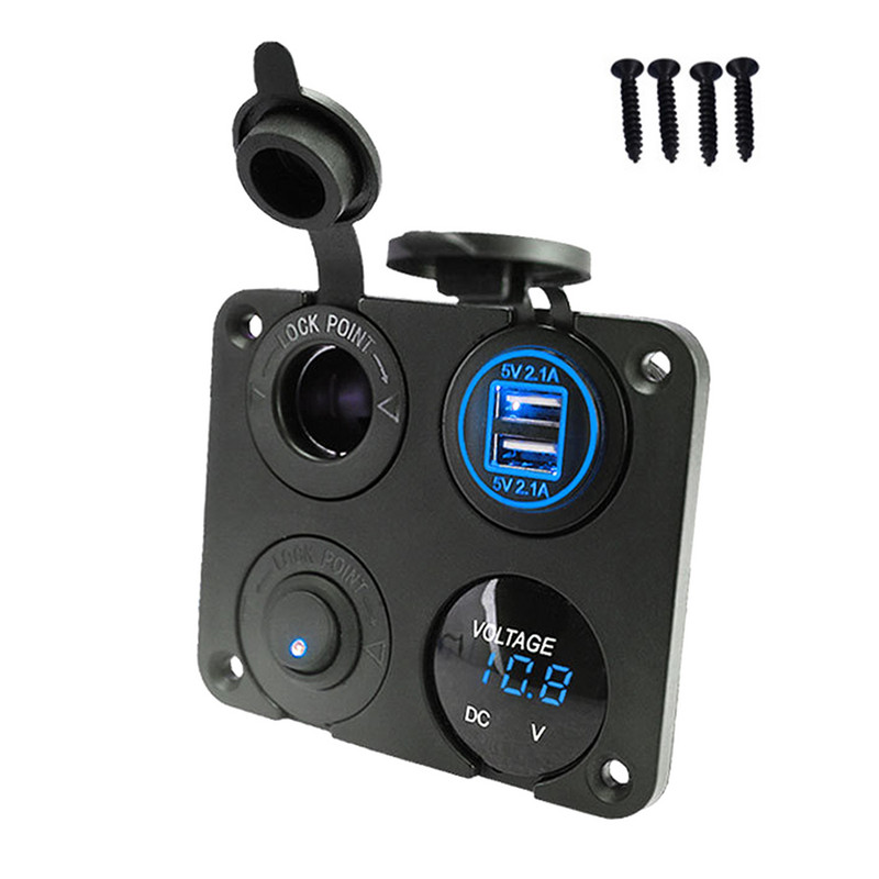 4 u 1 Tablet Utičnica za punjač Dual USB upaljač Brod 12 V 4.2 A Telefon SUV Pomorski preklopni prekidač Kamion LED Voltmetar Jahta