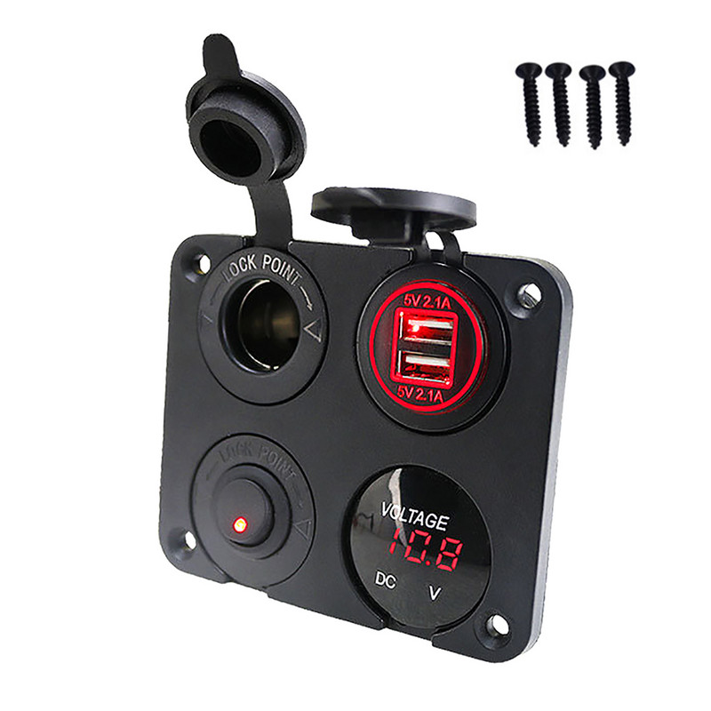 4 u 1 Tablet Utičnica za punjač Dual USB upaljač Brod 12 V 4.2 A Telefon SUV Pomorski preklopni prekidač Kamion LED Voltmetar Jahta