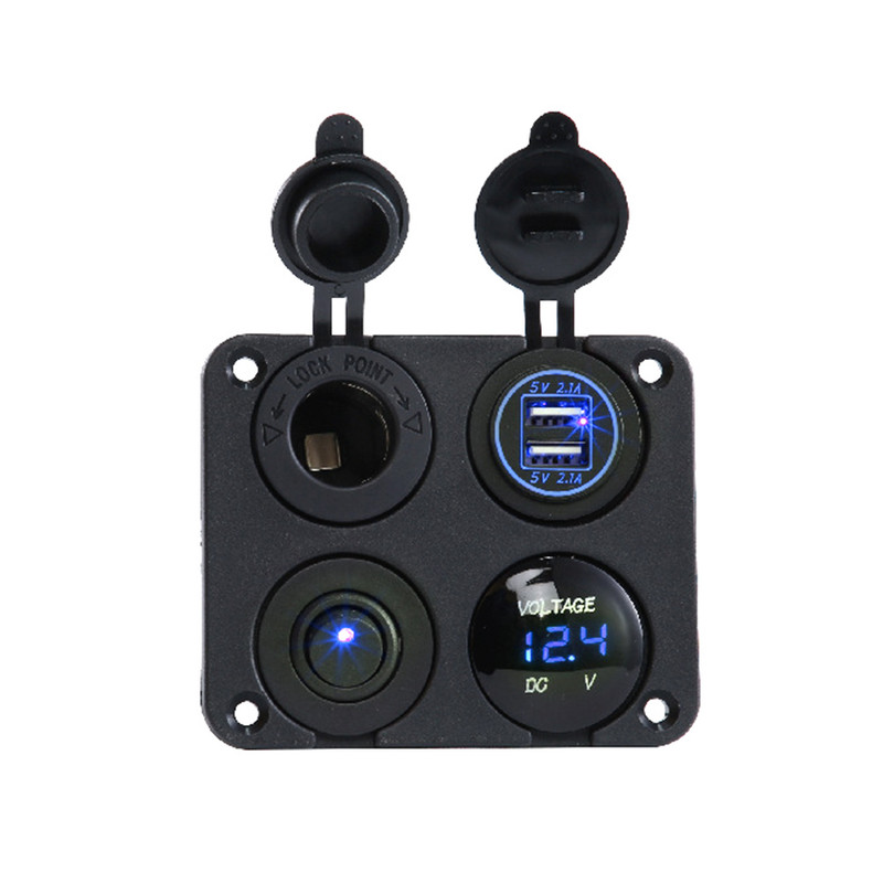 4 u 1 Tablet Utičnica za punjač Dual USB upaljač Brod 12 V 4.2 A Telefon SUV Pomorski preklopni prekidač Kamion LED Voltmetar Jahta