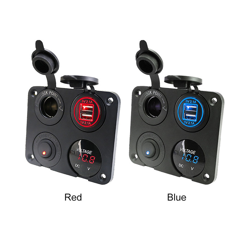 4 u 1 Tablet Utičnica za punjač Dual USB upaljač Brod 12 V 4.2 A Telefon SUV Pomorski preklopni prekidač Kamion LED Voltmetar Jahta