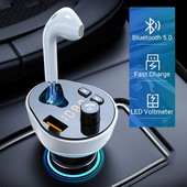 Transmițător FM pentru mașină Căști Bluetooth Căști Mâini libere Player MP3 Modulator radio auto QC3.0 Adaptor de încărcare rapidă de tip C Kit auto