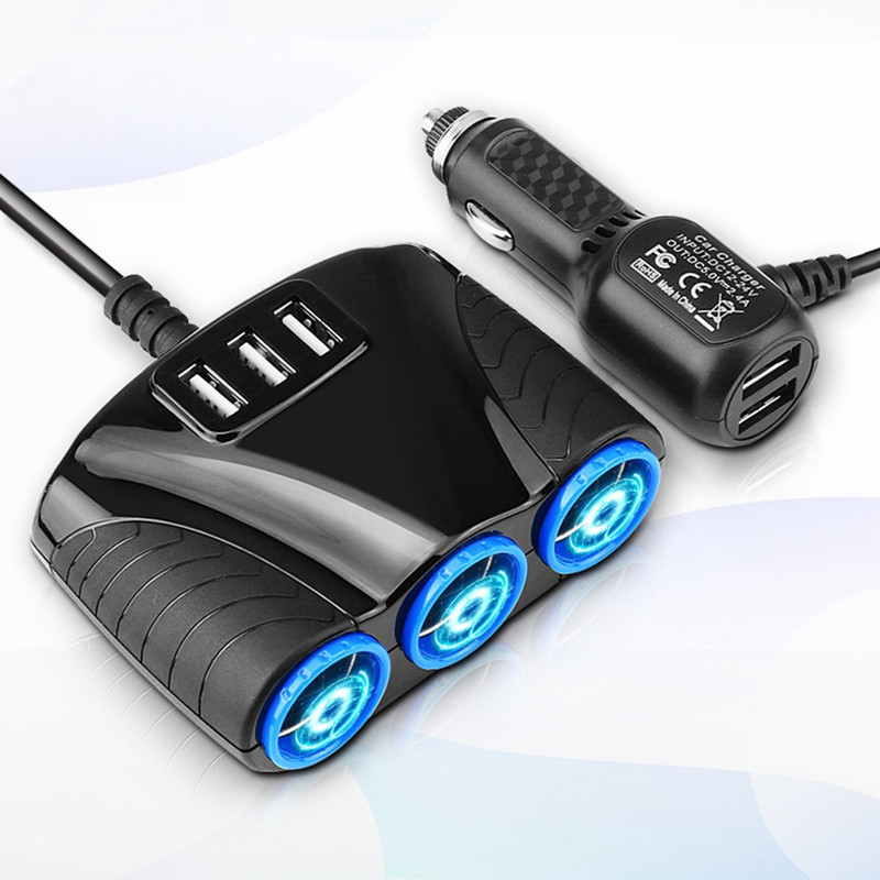 Priză USB pentru încărcător vehicul 3 căi 12V 24V Priză multiplă pentru camion Adaptor pentru brichetă auto Splitter Adaptor de alimentare