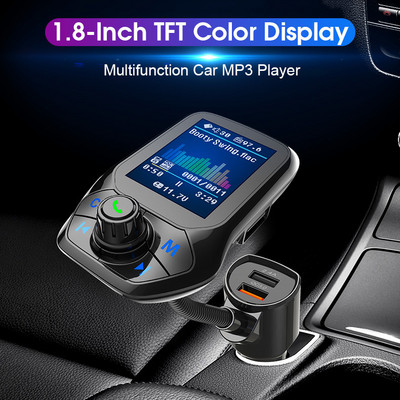 Player de muzică MP3 pentru mașină 2020 Receptor Bluetooth 5.0 Transmițător FM Încărcător dublu USB QC3.0 Disc U / Card TF Muzică fără pierderi