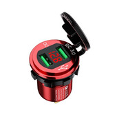 12-24V Adaptor dublu USB pentru mașină cu voltmetru digital LED QC3.0 Încărcare rapidă rezistent la apă pentru motocicletă ATV Barcă Marine RV