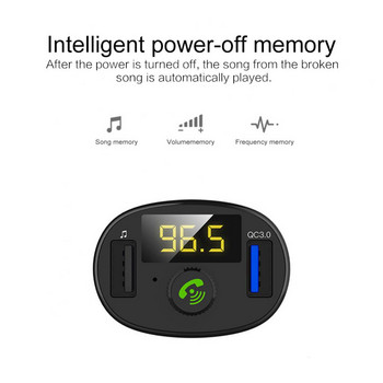 FM трансмитер Автомобилен Bluetooth Безжичен хендсфри аудио приемник Автомобилен MP3 плейър 3.4A 2USB Бързо зарядно Аксесоари за автомобилна електроника