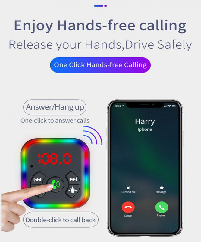 Automobilski Bluetooth audio MP3 player FM odašiljač Radio Bežični handsfree glazbeni prijemnik Dvostruko USB sučelje Adapter za brzi punjač