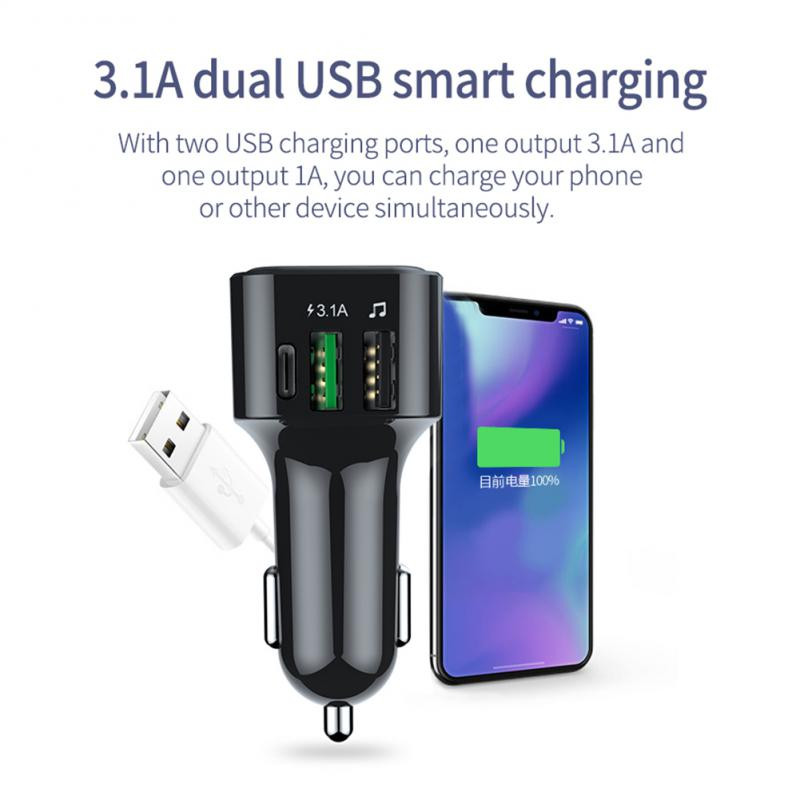 Automobilski Bluetooth audio MP3 player FM odašiljač Radio Bežični handsfree glazbeni prijemnik Dvostruko USB sučelje Adapter za brzi punjač