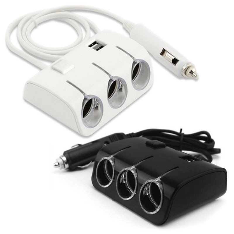Prize universale pentru brichetă auto 3 căi 120W Splitter Adaptor de alimentare Încărcător USB dublu Ieșire 3.1A pentru toate telefoanele și iPad-ul