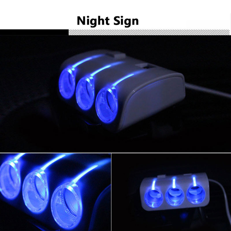 Prize universale pentru brichetă auto 3 căi 120W Splitter Adaptor de alimentare Încărcător USB dublu Ieșire 3.1A pentru toate telefoanele și iPad-ul