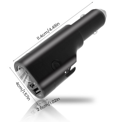 6-σε-1 προσαρμογέα μπαταρίας διακόπτης παραθύρου μπαταρίας Φορτιστής USB αυτοκινήτου Εργαλείο διαφυγής έκτακτης ανάγκης Κόφτης ζώνης ασφαλείας Φάρος φακού για κάμπινγκ αυτοκινήτου