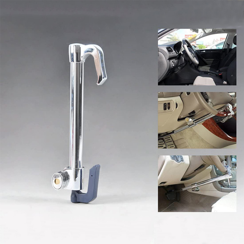 Universalus automobilio vairo stabdžių užraktas, apsaugantis nuo vagystės, ištraukiamas dvigubas kabliukas, automobilio sankabos pedalo užraktas, dviguba apsauga, apsauginis plaktukas