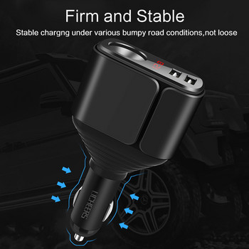 Licheers Multi-USB Car Charger Digital Display 3.4A Fast Car Charger Αναπτήρας τσιγάρων Προσαρμογέας φόρτισης διπλής θύρας USB