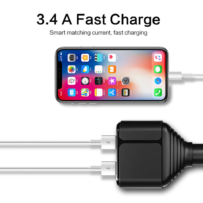 Licheers Multi-USB Car Charger Digital Display 3.4A Fast Car Charger Αναπτήρας τσιγάρων Προσαρμογέας φόρτισης διπλής θύρας USB