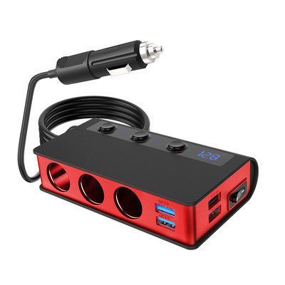 Διαχωριστής αναπτήρα τσιγάρων με 4 θύρες USB φορτιστής αυτοκινήτου γρήγορης φόρτισης Ένδειξη τάσης LED CDEN